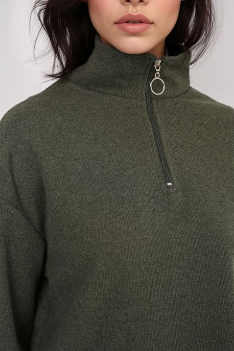 Ontspannen Fit Crop Sweater met Ritskraag - Image 4