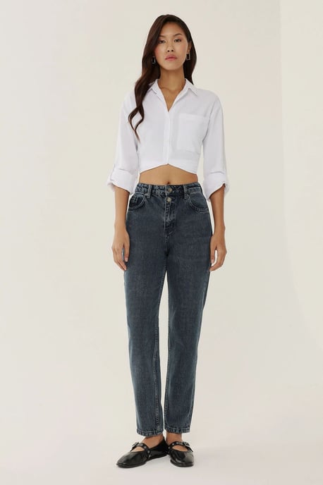 High Waist Mom Fit Jeans - Image 1