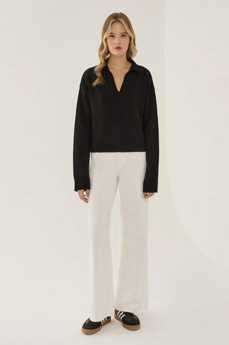 Polo Collar Knit Sweater - Image 2