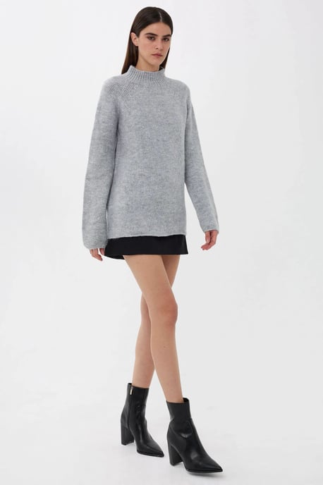 Oversized High-neck Knit Sweater - Image 2