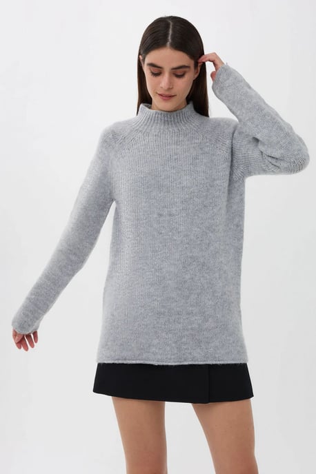 Oversized High-neck Knit Sweater - Image 3