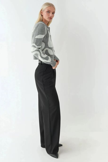 Polo Collar Jacquard Knit Sweater - Image 6