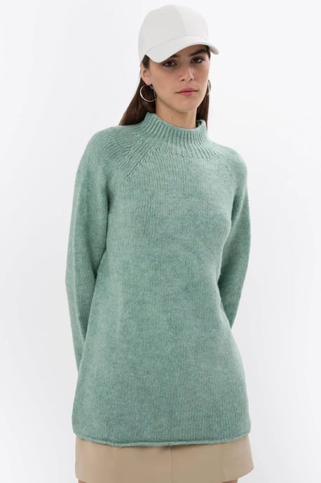 Oversized High-neck Knit Sweater - Image 1