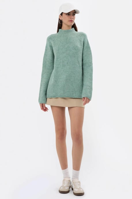 Oversized High-neck Knit Sweater - Image 2