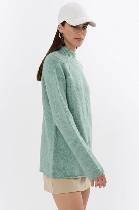 Oversized High-neck Knit Sweater - Image 3