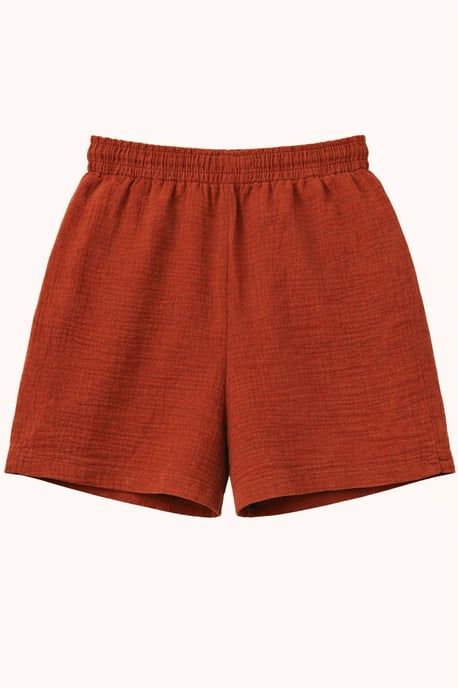 High-Waisted Textured Cotton Shorts - Image 2