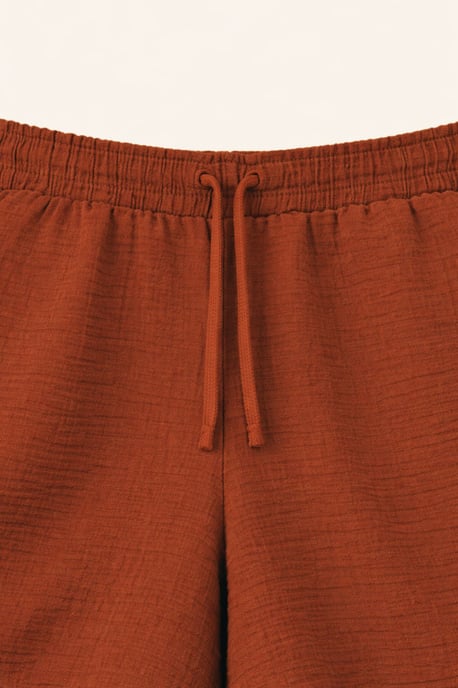 High-Waisted Textured Cotton Shorts - Image 3