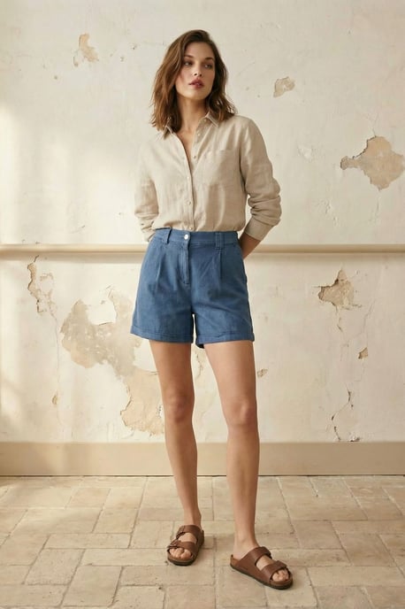 Hoge Taille Brede Pijpen Tailored Shorts - Image 5