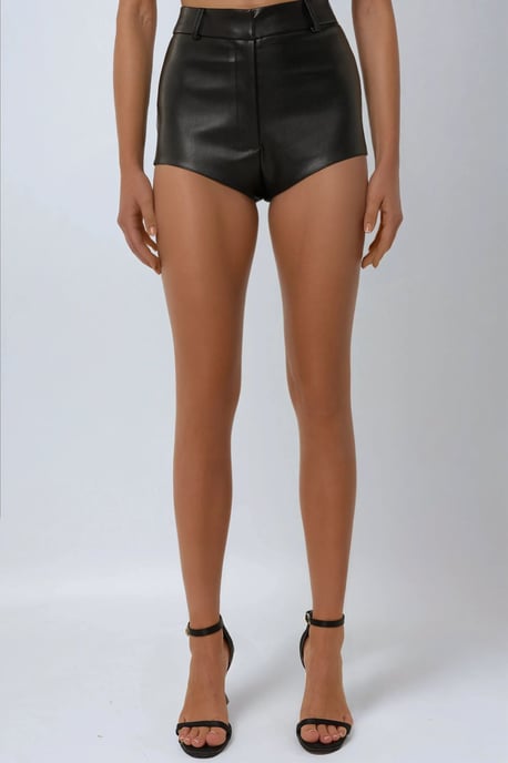 Faux Leather Fitted Hot Shorts - Image 3