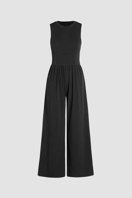 Crew Neck Brede Pijpen Jumpsuit - Image 1
