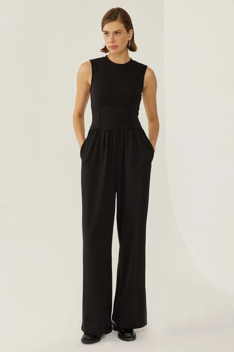 Crew Neck Brede Pijpen Jumpsuit - Image 3