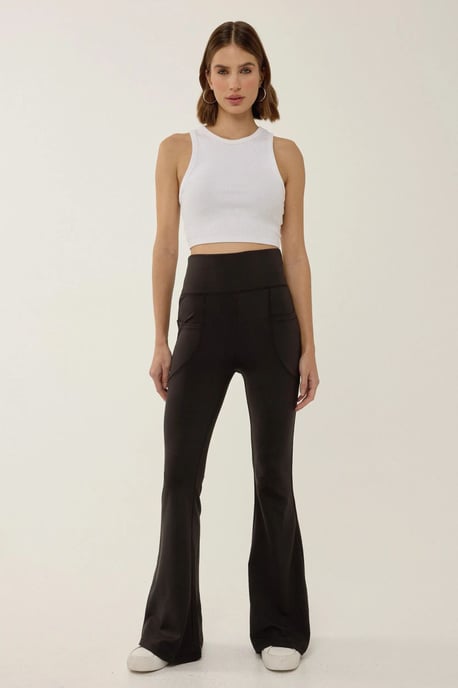 Hoge Taille Wijde Leggings met Zakken - Image 1