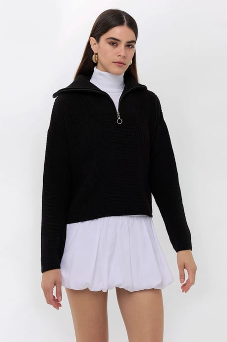 Zippered Regular-Fit Knit Sweater - Image 2