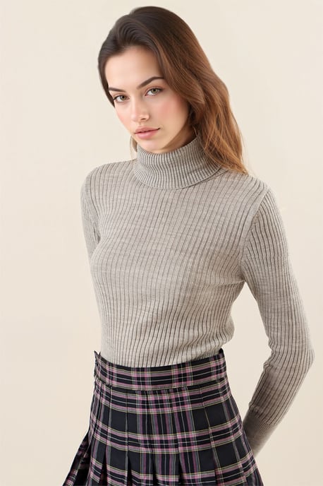 Gestructureerde Turtleneck Aansluitende Trui - Image 4