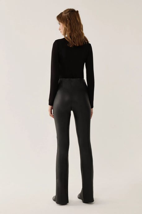 Faux Leather Slit Hem Pants - Image 4
