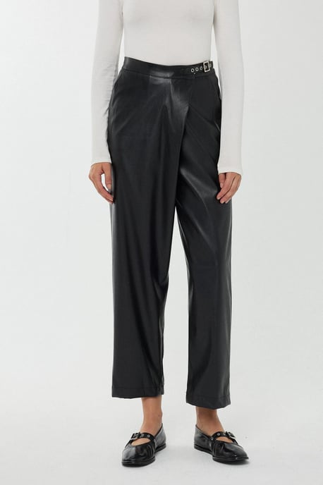 High Waist Faux Leather Short Leg Pants - Image 4