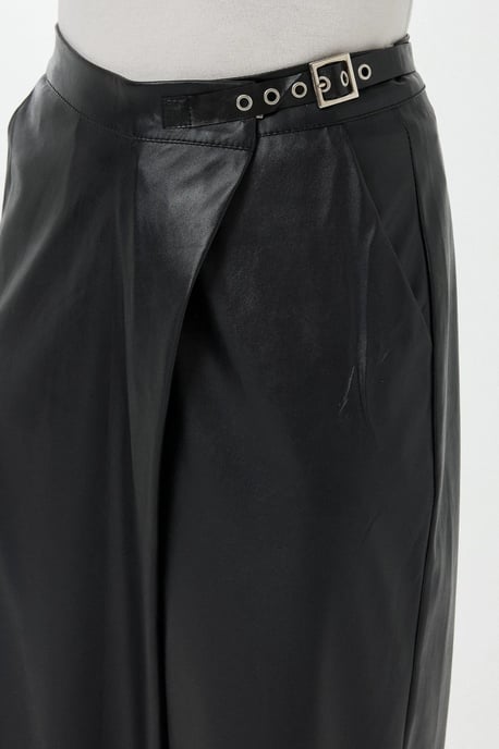 High Waist Faux Leather Short Leg Pants - Image 6