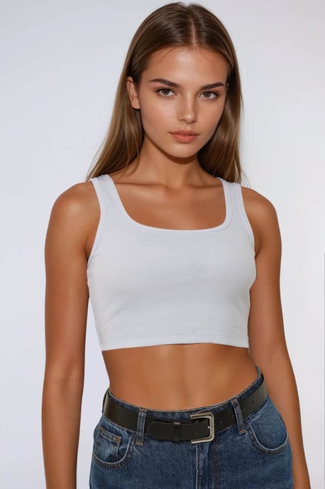 Tajt Crew Neck Kortad Linne - Image 1