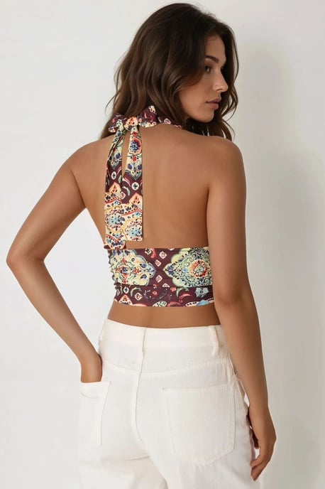 Etnisk Tryckad Cropped Tanktop - Image 5