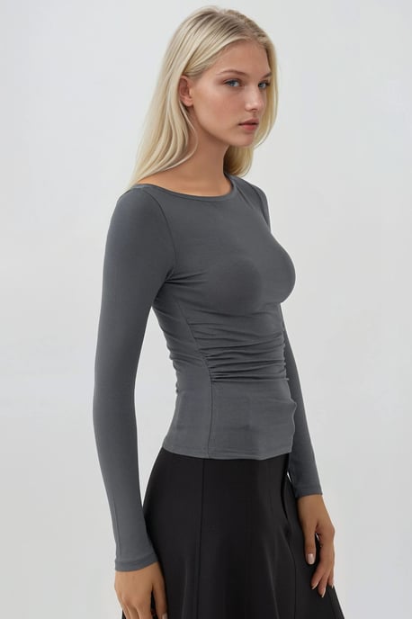 Soft Long Sleeve Fitted Top - Image 2