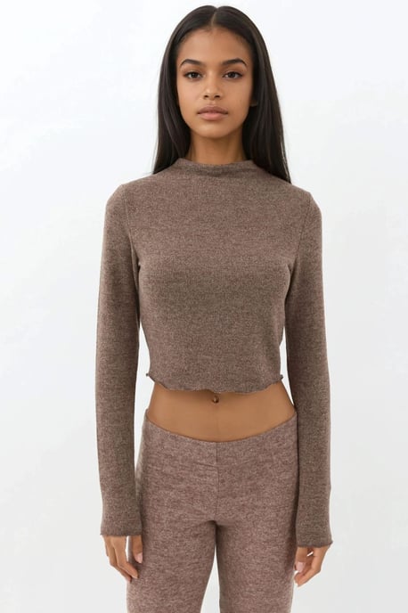 Zachte Textuur Halve Col Crop Blouse - Image 5