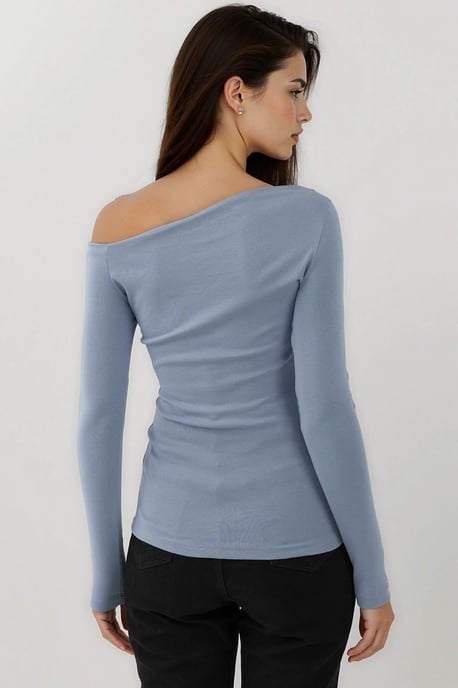 Asymmetrisk Krage Slim Fit Långärmad Topp - Image 2