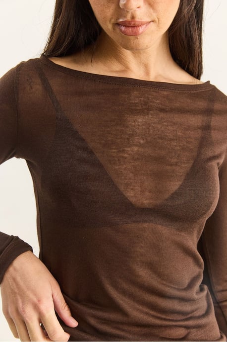 Crew Neck Grundläggande Transparent Topp - Image 6