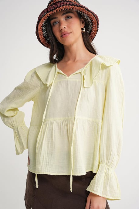 Rimpelige Sjaalkraag Blouse met Striksluiting - Image 1
