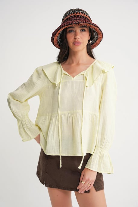 Rimpelige Sjaalkraag Blouse met Striksluiting - Image 3