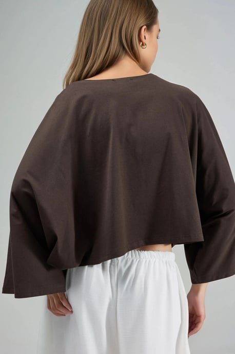 Loose Fit Boat Neck Blouse - Image 2