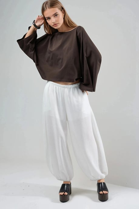 Loose Fit Boat Neck Blouse - Image 4