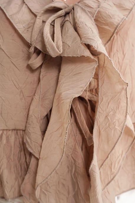 V-Neck Ruffle Blouse with Drawstring - Image 6