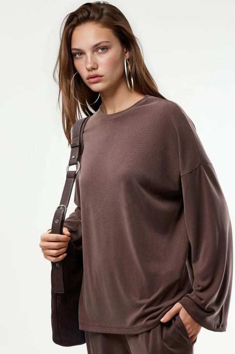 Ontspannen Pasvorm Crew Neck Lange Mouwen Blouse - Image 3