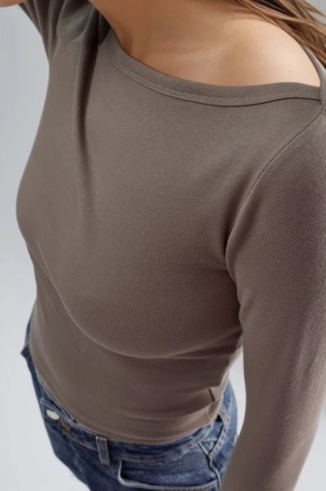 Slim Fit Ribbed Boat Neck Blouse - Image 6