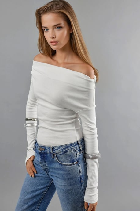Boat Neck Fitted Blouse - Image 2