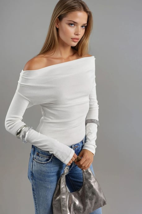 Boat Neck Fitted Blouse - Image 5