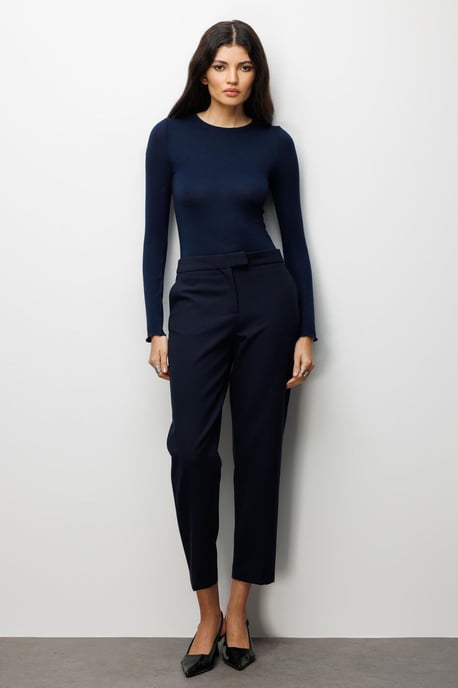 Slim Fit Långärmad Crew Neck Blus - Image 2