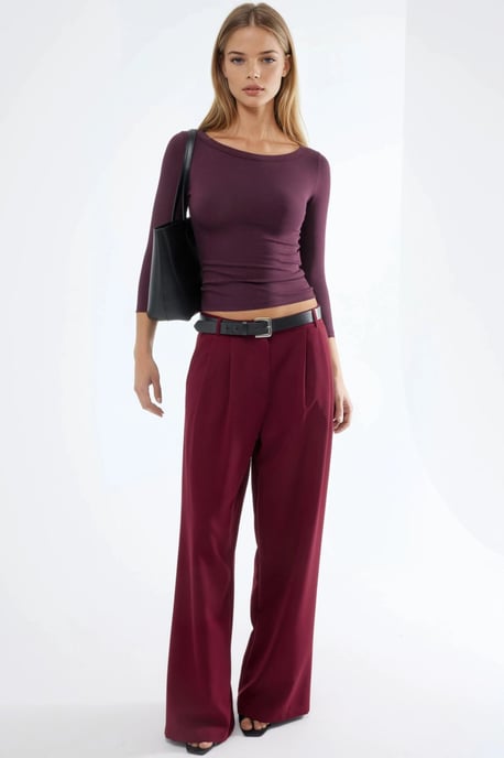 Crew Neck Geribbelde Lange Mouwen Blouse - Image 4