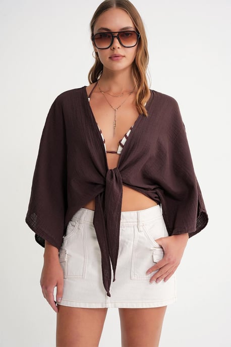 Textuur V-hals Bolero Blouse - Image 1