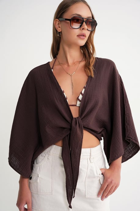 Textuur V-hals Bolero Blouse - Image 2