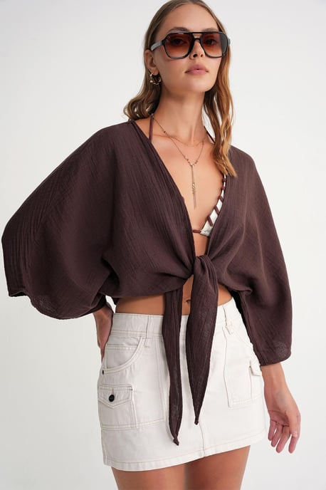 Textuur V-hals Bolero Blouse - Image 5