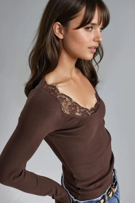 Kanten Extra V-Hals Blouse - Image 3