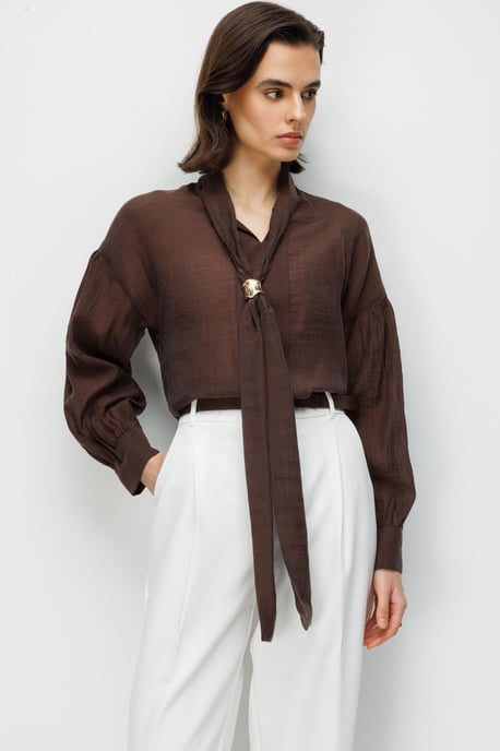 V-Neck Tie Detail Blouse - Image 2