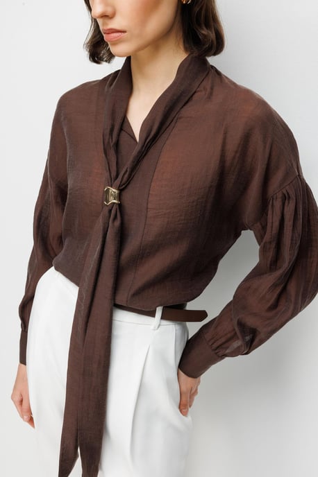 V-Neck Tie Detail Blouse - Image 4