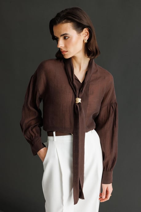 V-Neck Tie Detail Blouse - Image 5