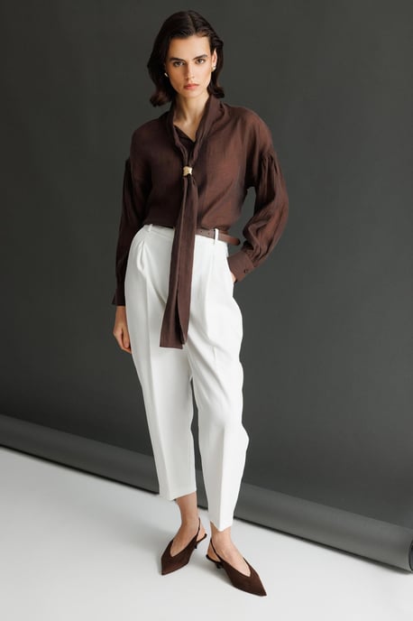 V-Neck Tie Detail Blouse - Image 6