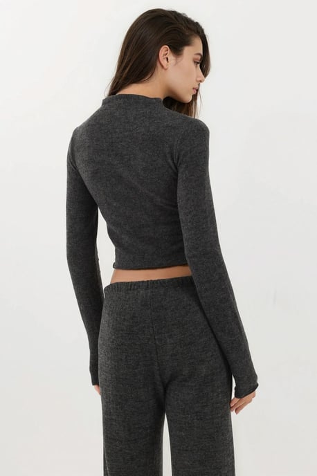 Zachte Textuur Halve Turtleneck Crop Blouse - Image 2