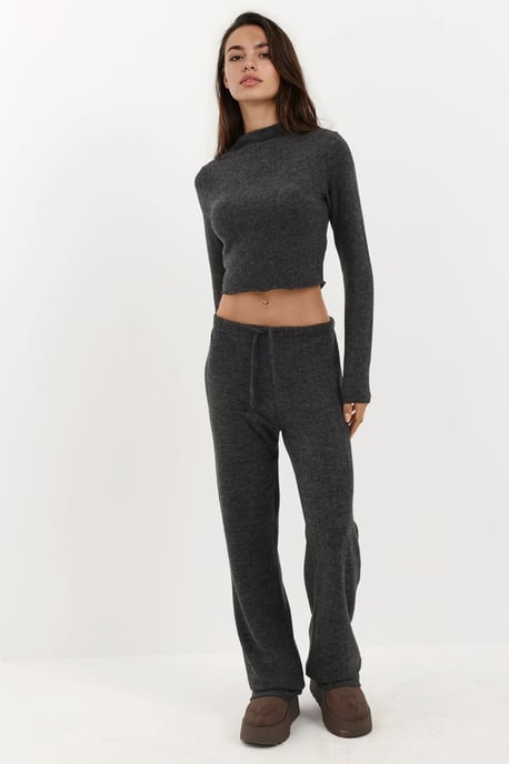 Zachte Textuur Halve Turtleneck Crop Blouse - Image 5