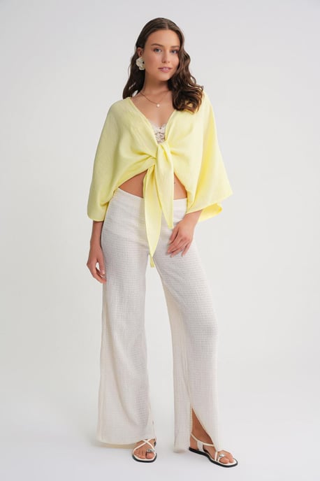 Textured V-Neck Bolero Blouse - Image 2