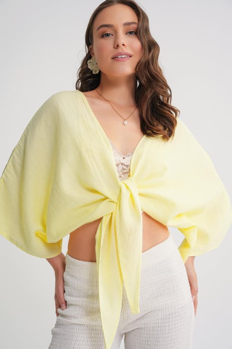 Textured V-Neck Bolero Blouse - Image 4